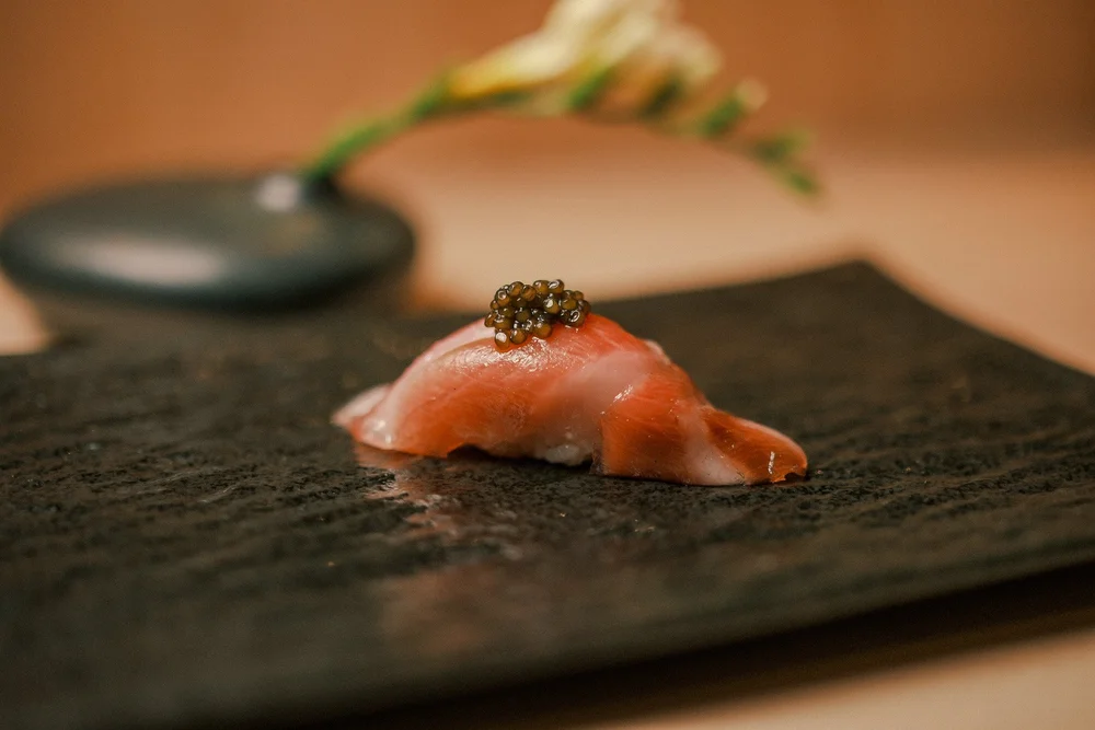 Seasonal sushi with fish flown from Japan