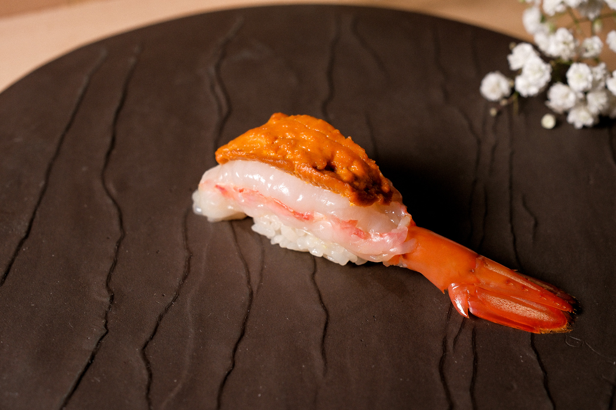 Botan ebi with uni